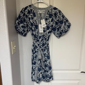 THML Navy and White Patterned Midi Dress